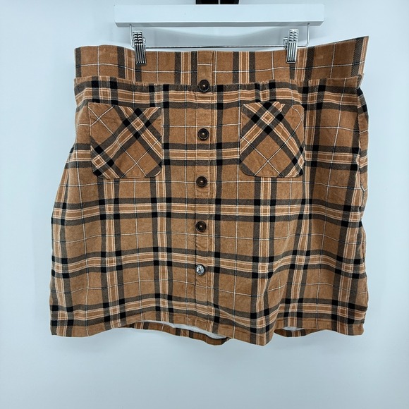 torrid Dresses & Skirts - Torrid Plus Plaid Button Front Skirt Size 2 Brown Emo Grunge Preppy‎ Y2K Holiday